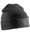 RC927X Result Recycled Double Knit Printers Beanie Black colour image
